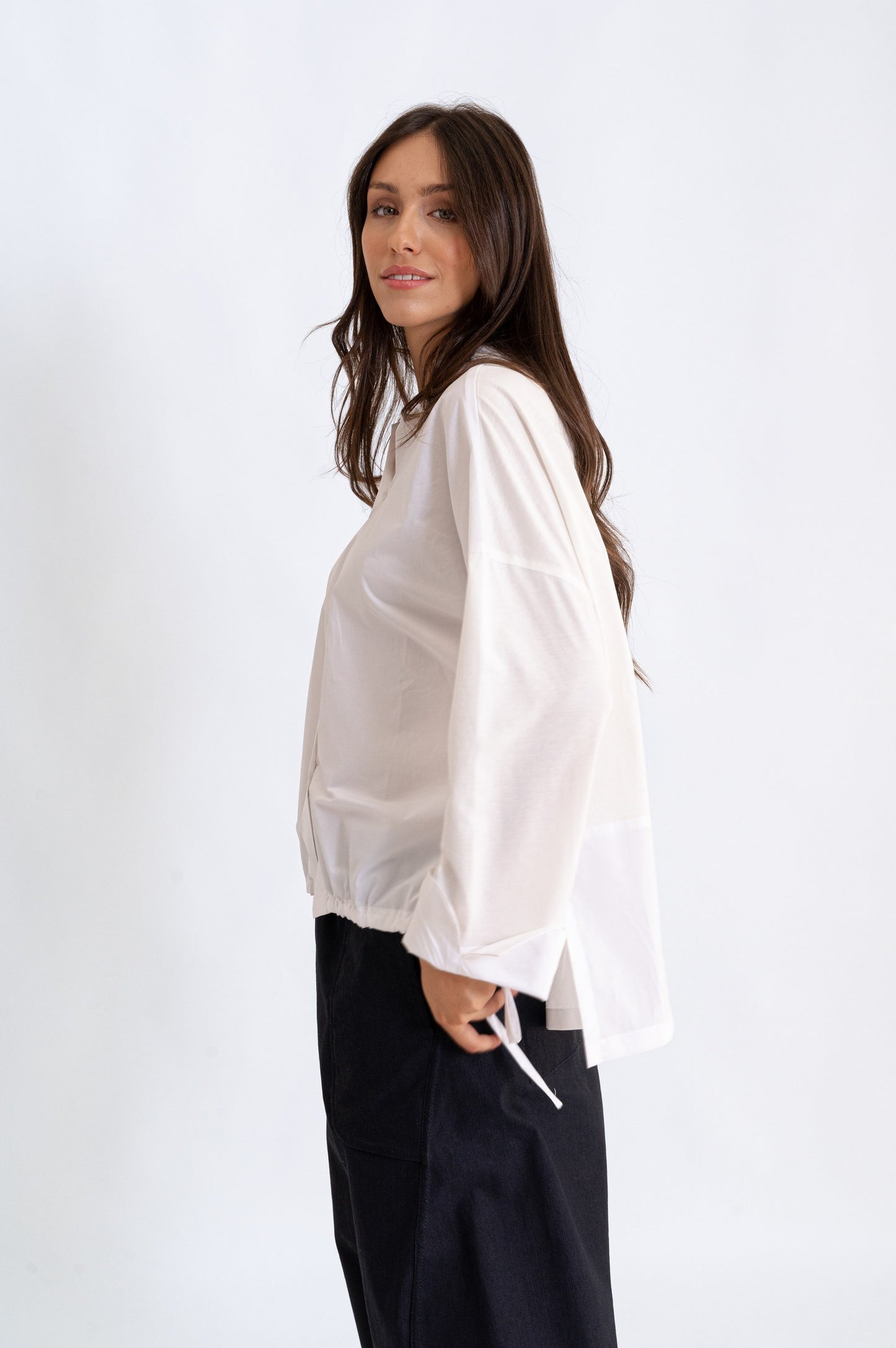 Camicia mod. Re:becca Over con bottoni e coulisse