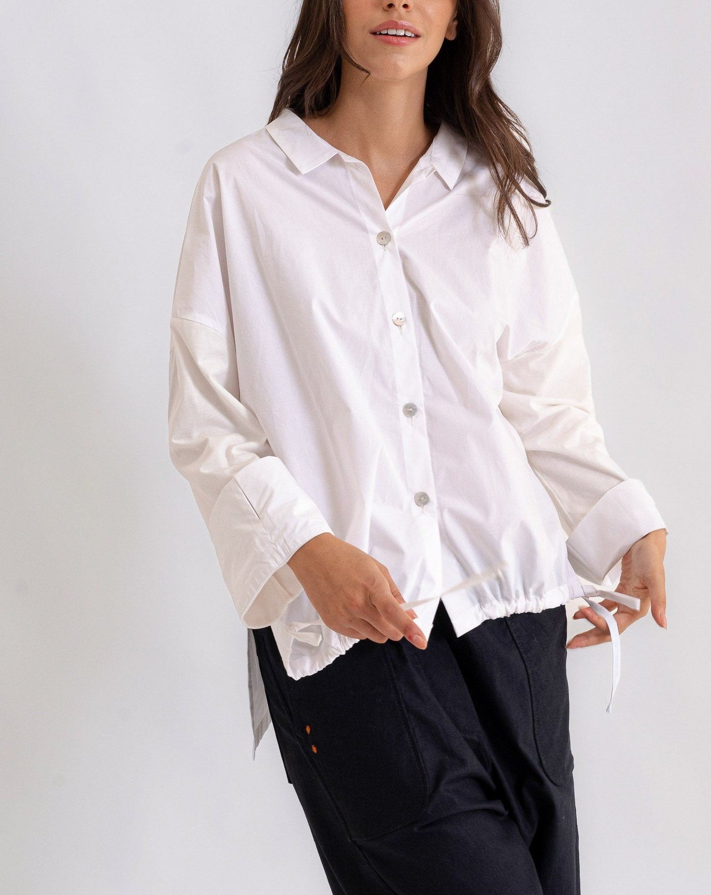 Camicia mod. Re:becca Over con bottoni e coulisse