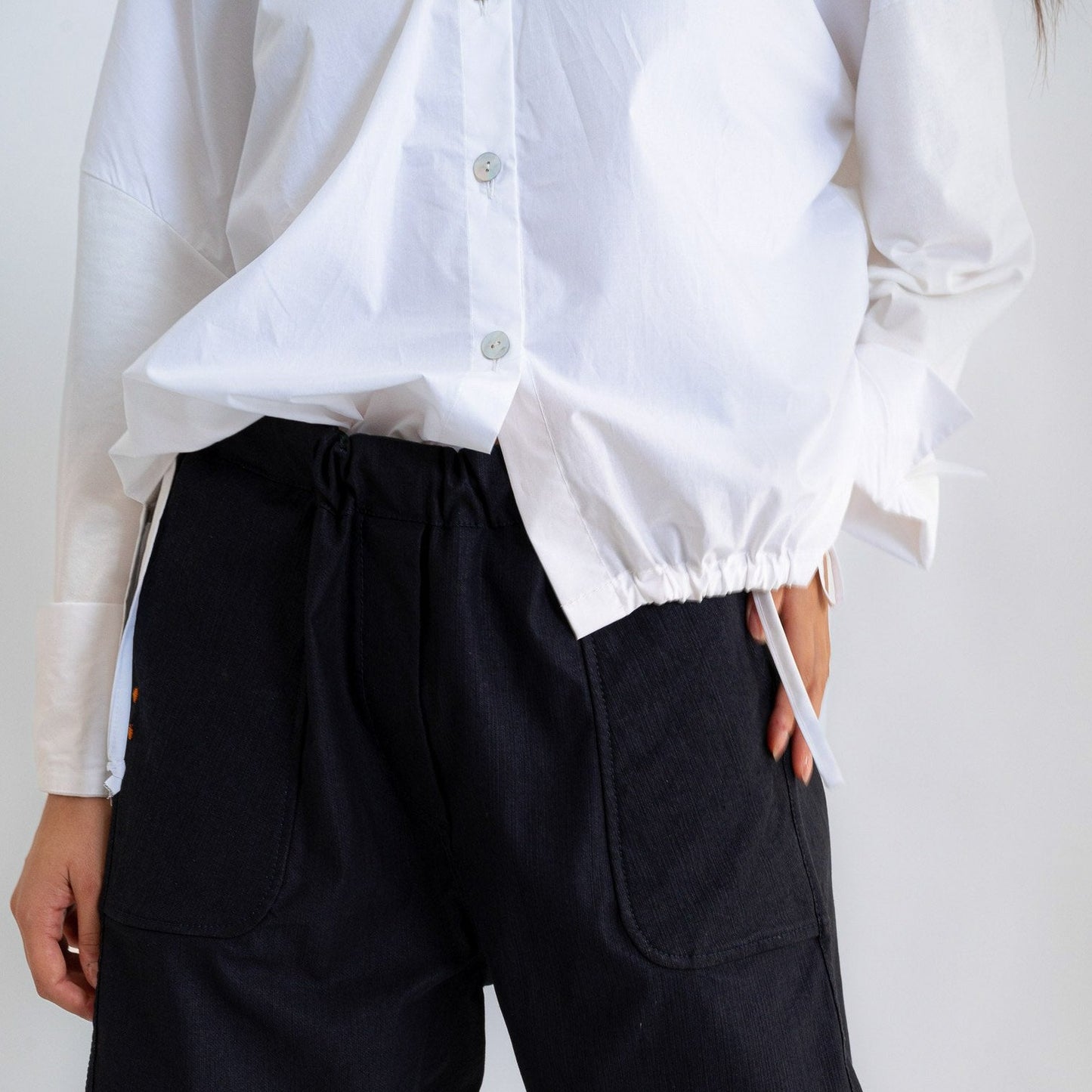 Camicia mod. Re:becca Over con bottoni e coulisse