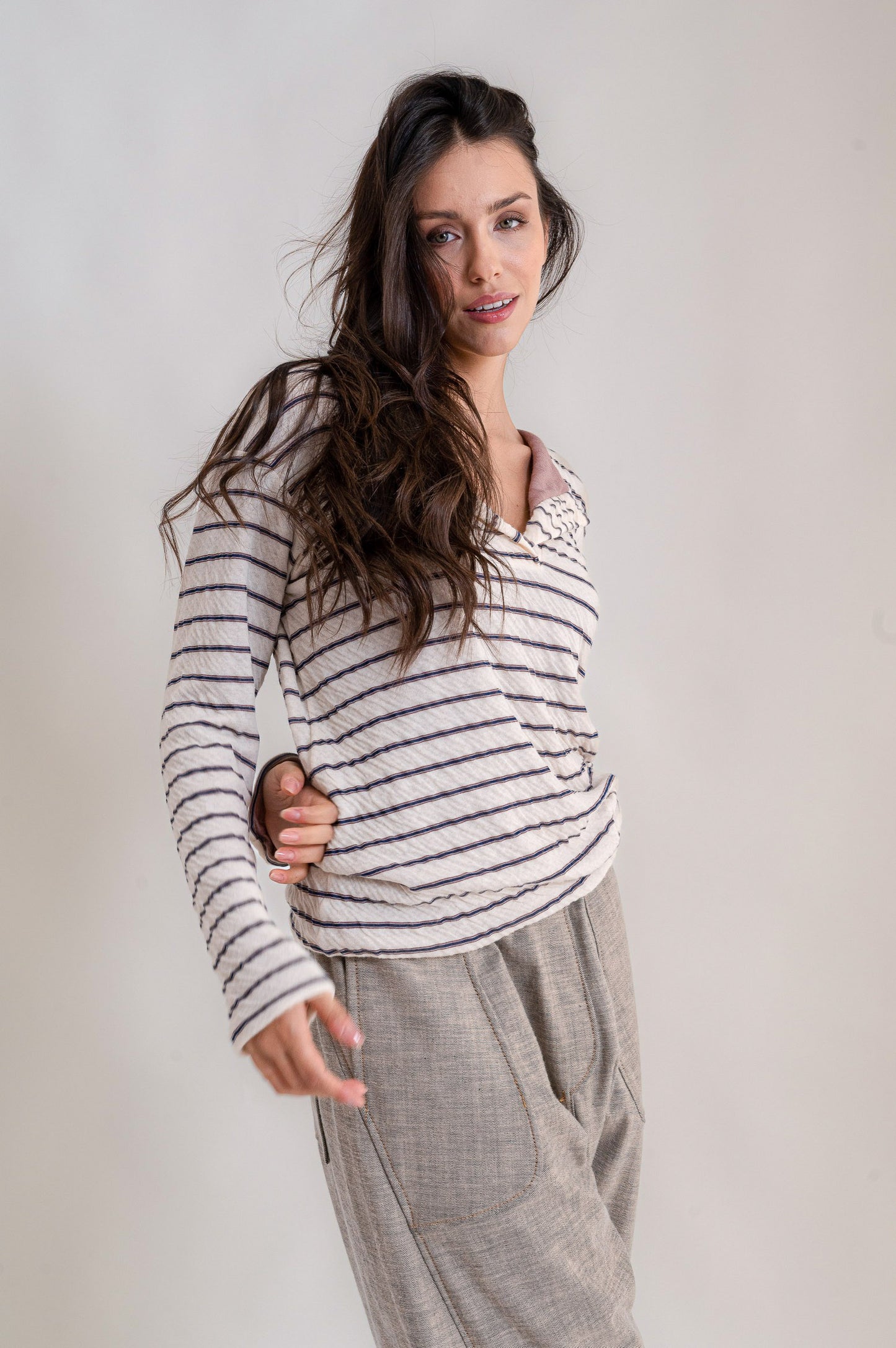 Pantalone Balloon in jeans double-face sabbiato Mod. Re-reversibile