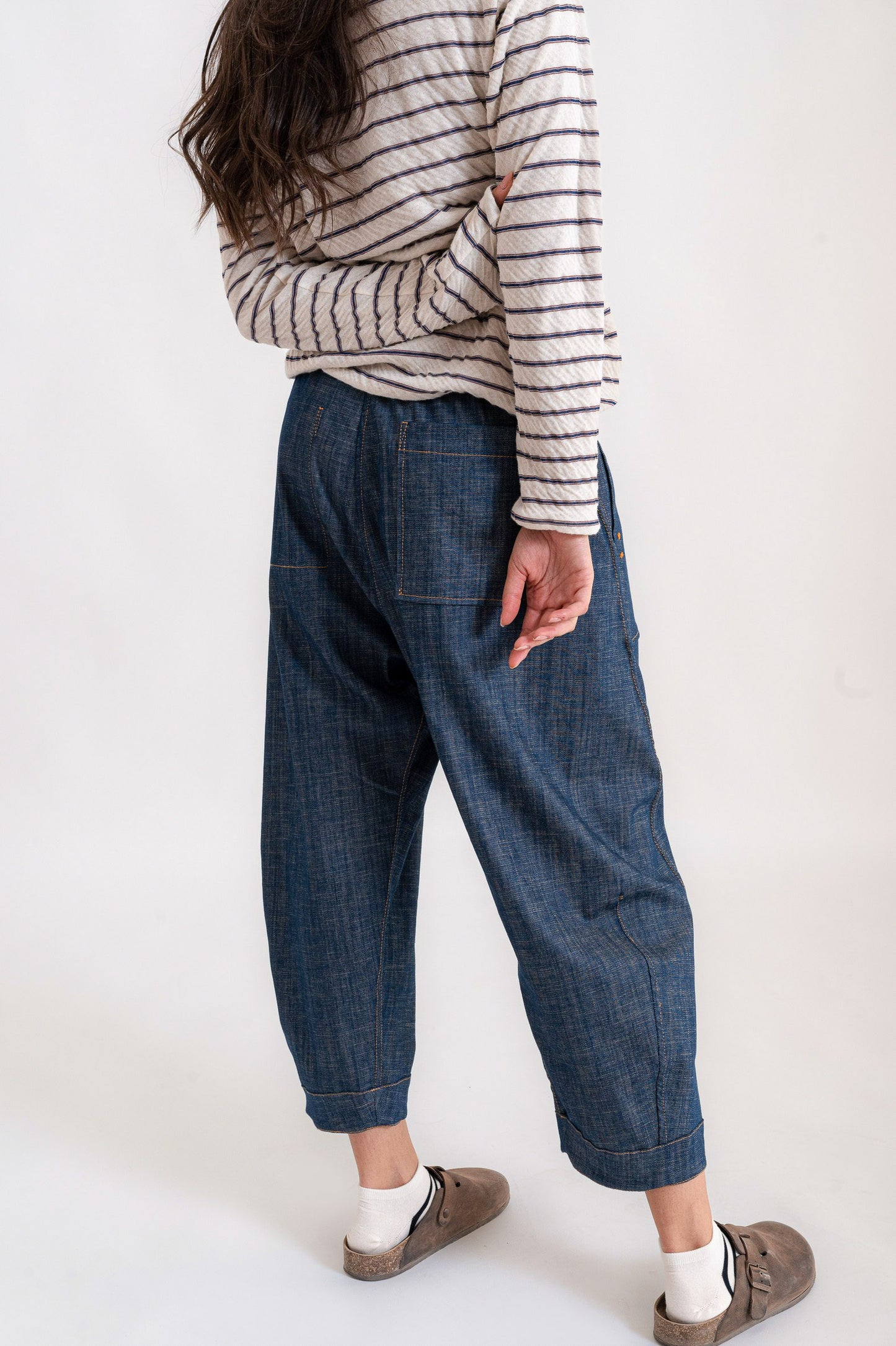 Pantalone Balloon in jeans double-face sabbiato Mod. Re-reversibile