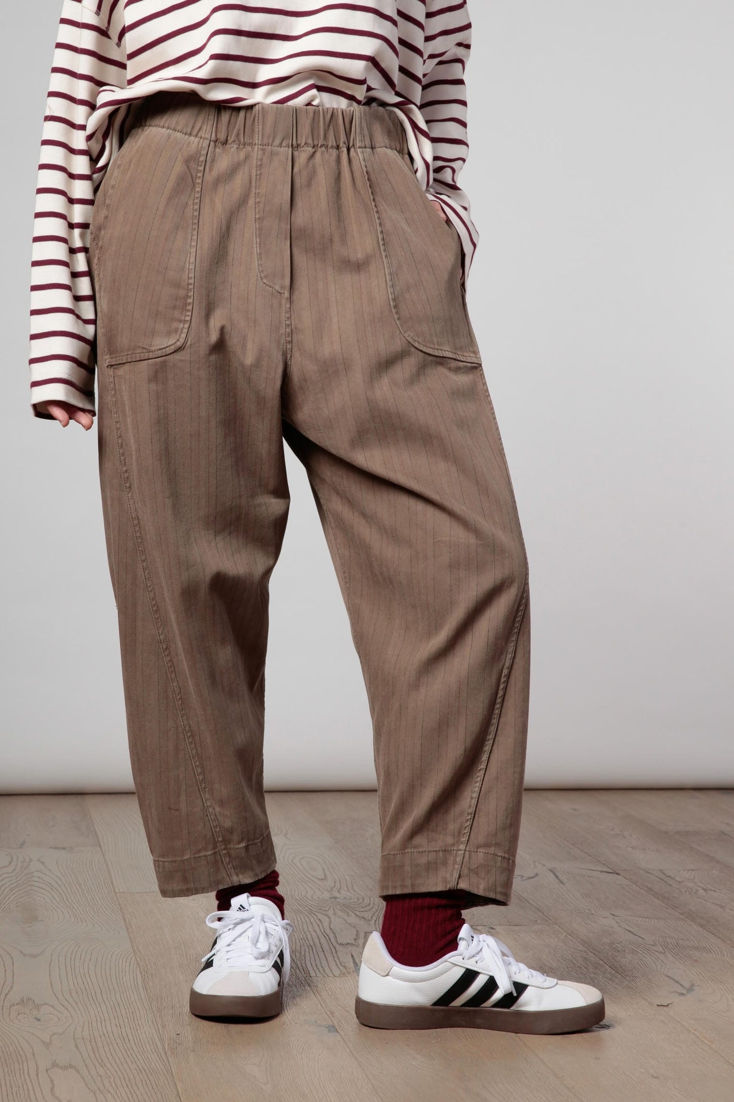 Re-reversibile - pantalone Balloon in cotone gessato