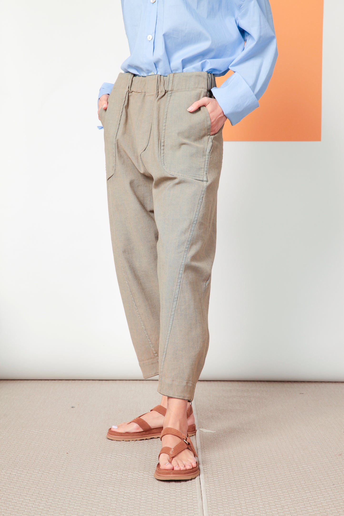 Re-reversibile - pantalone Balloon in denim trattato