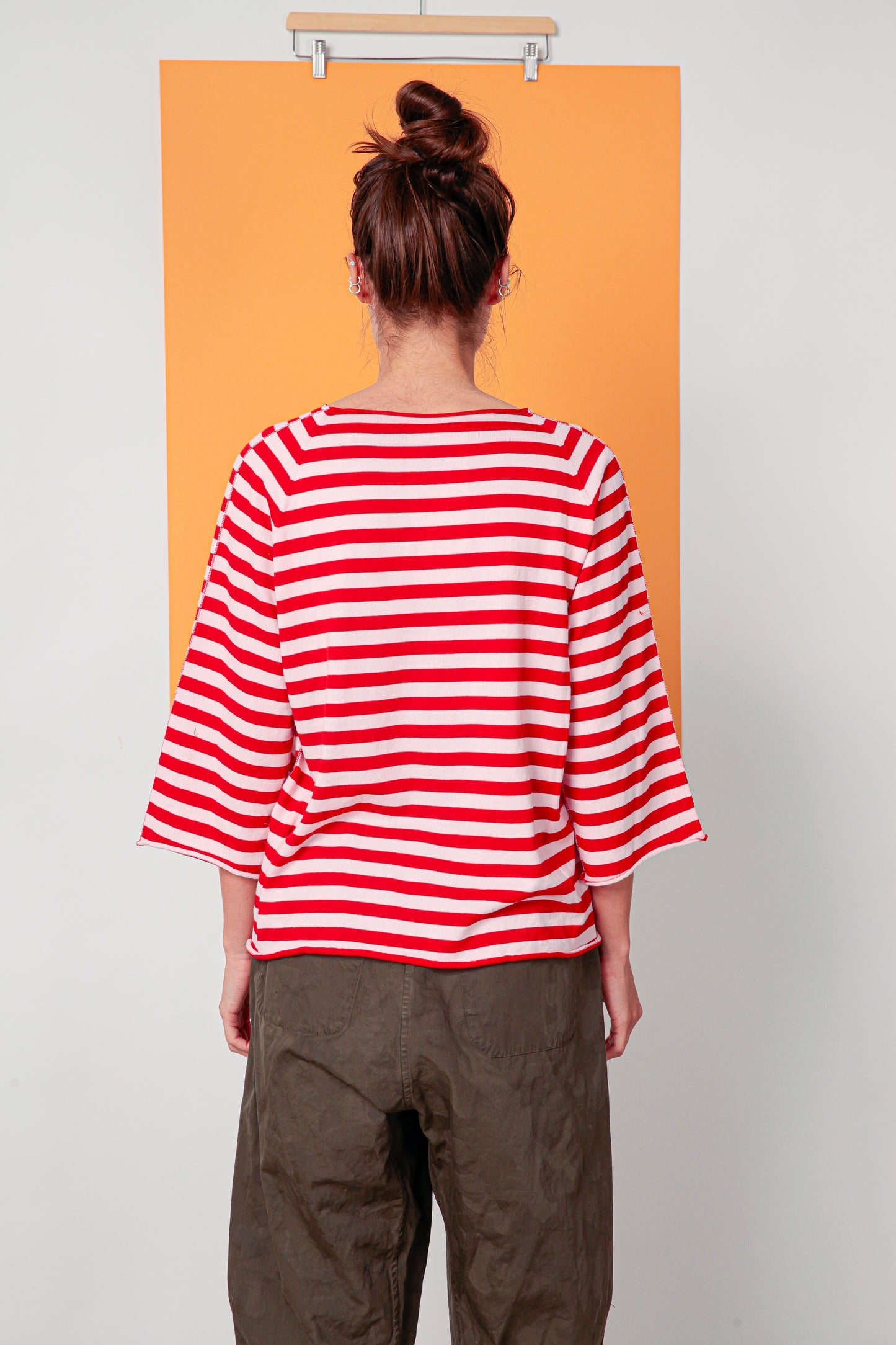 MAGLIA A RIGHE SMACCHINATA MANICA 3/4