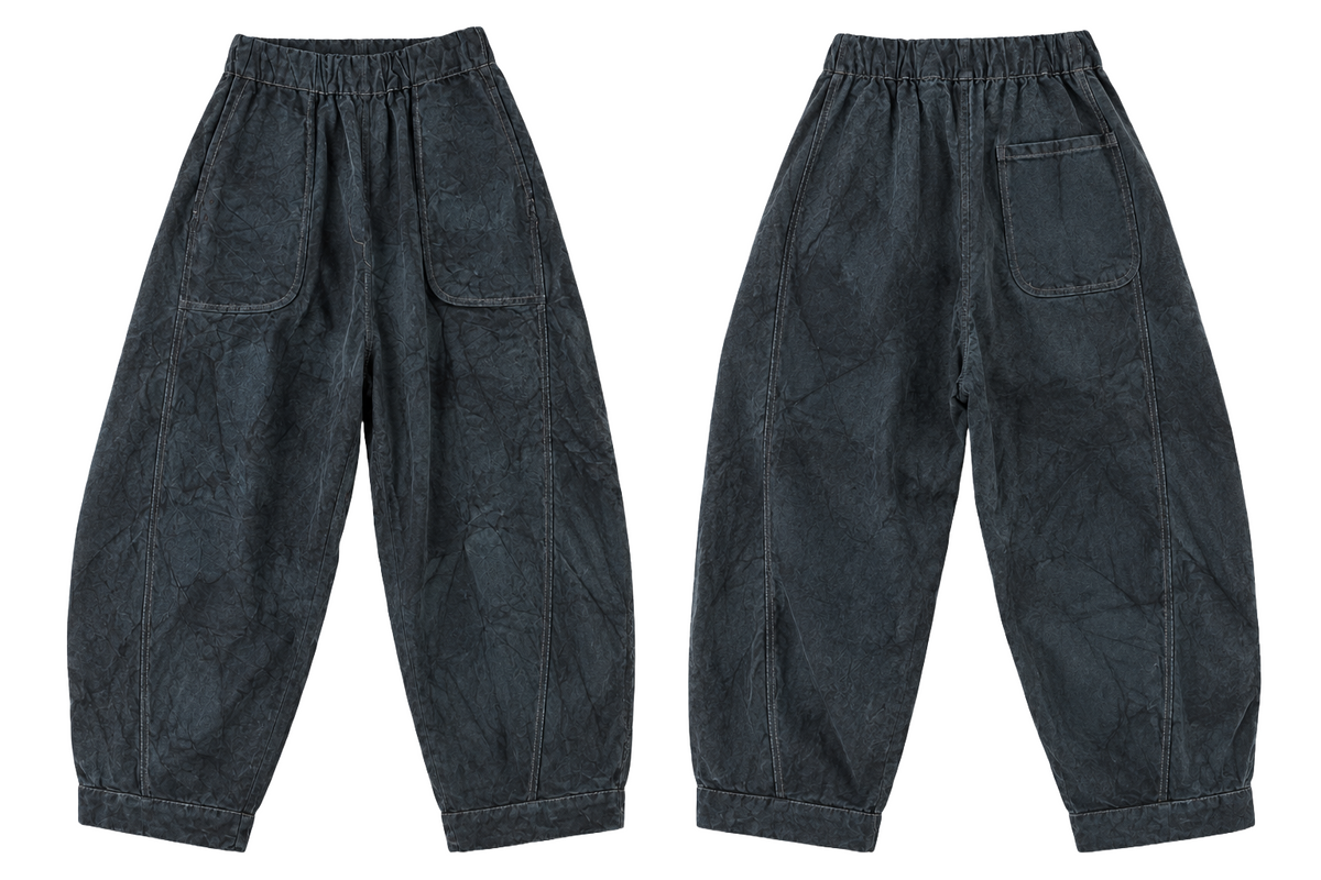 RE:VERSIBILE — Pantalone Balloon in denim reversibile nero