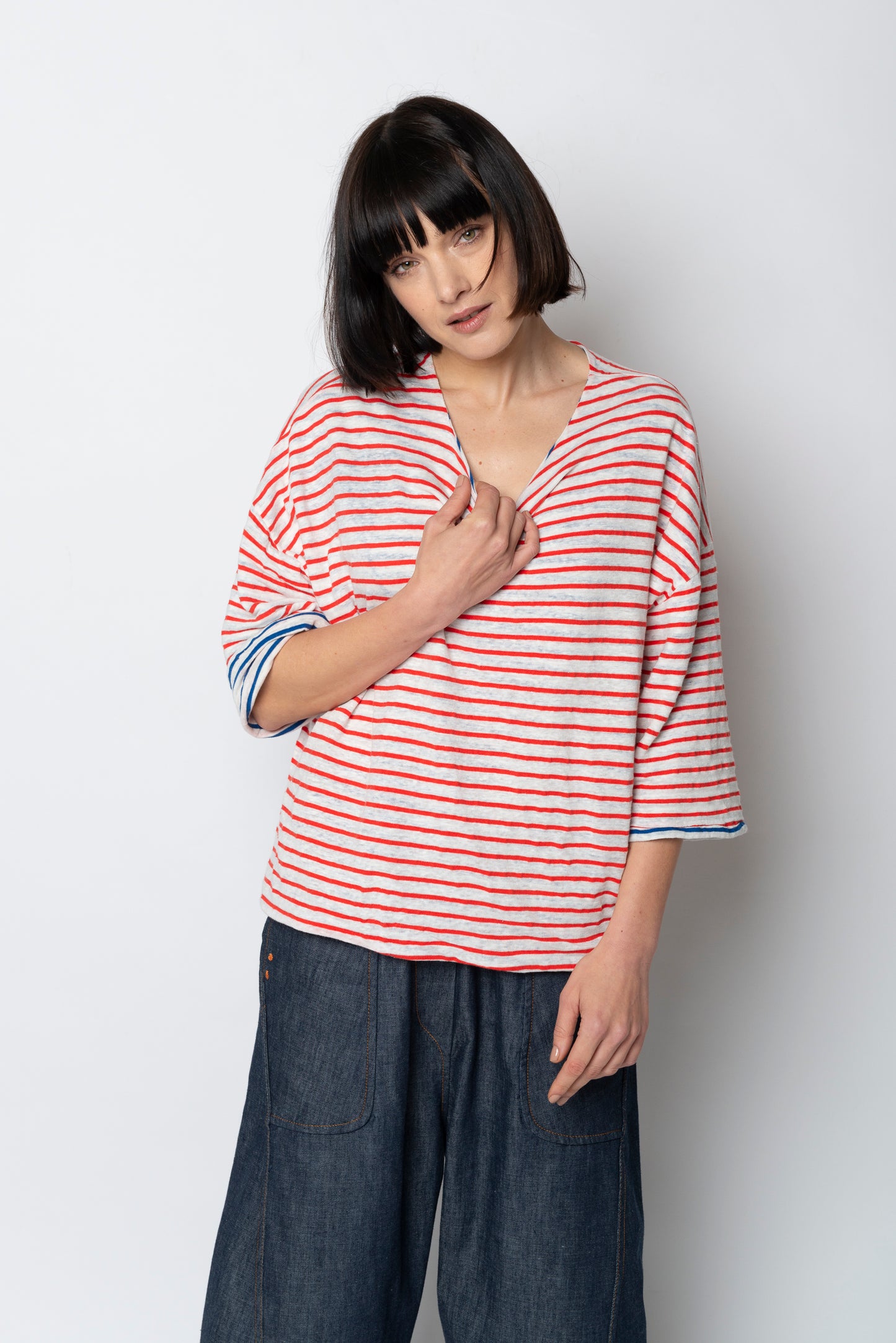 T-shirt over a righe double face mod. Re:attiva