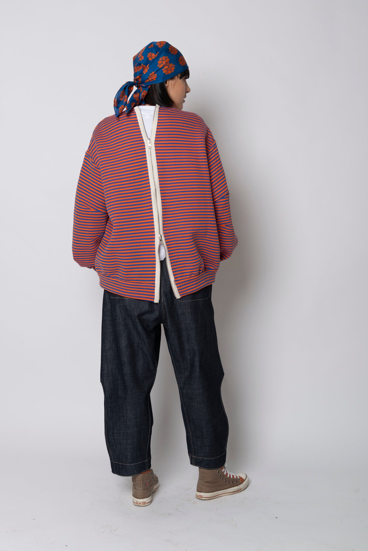 Re:cycle felpa rigata double face zip