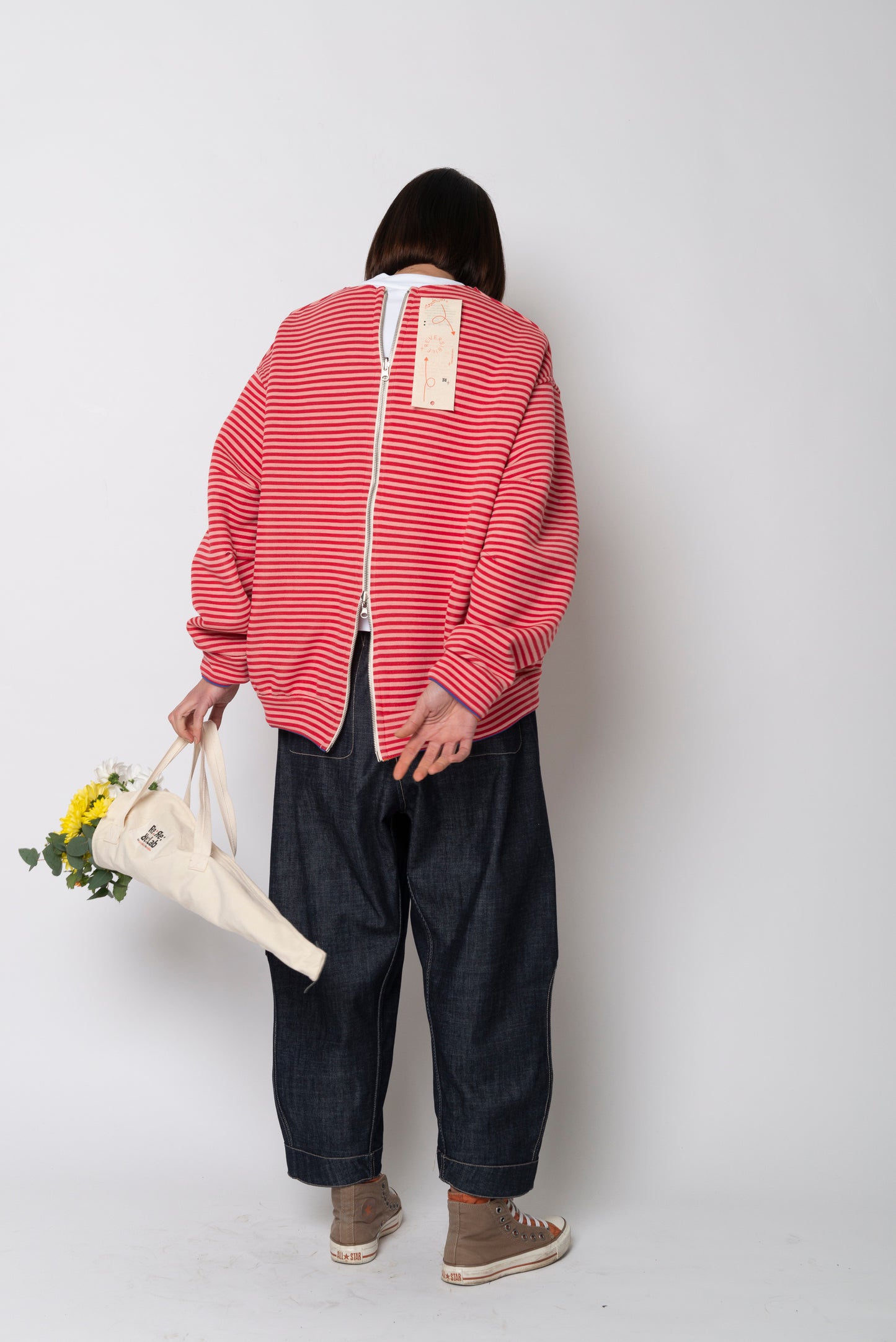 Re:cycle felpa rigata double face zip