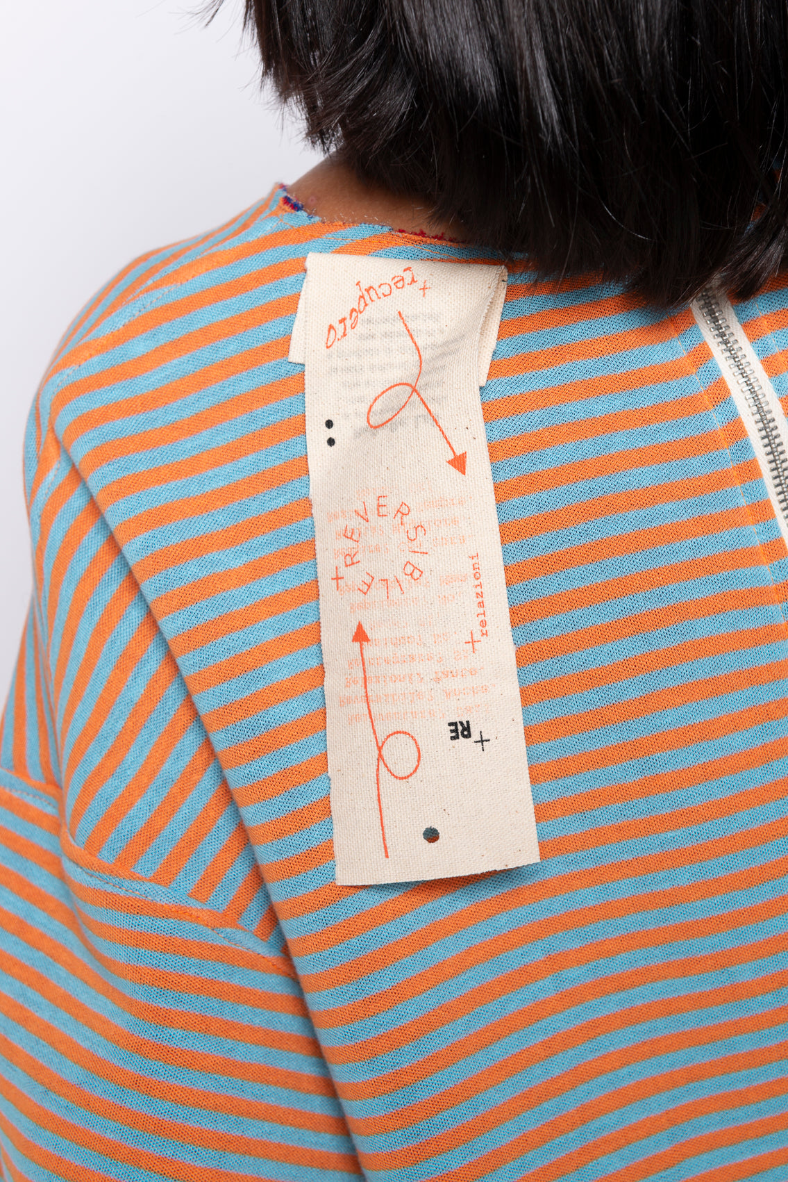 FELPA RIGATA DOUBLE FACE CON ZIP DIETRO MOD. RE:CYCLE