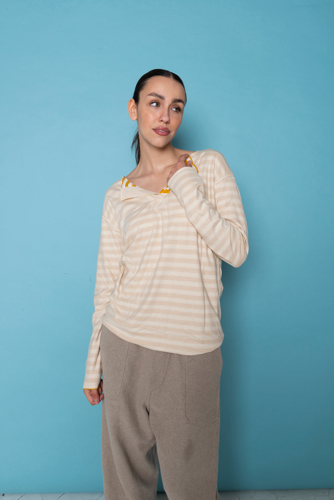 THIRT RIGATA DOUBLE FACE MANICHE LUNGHE MOD. RE:CITA