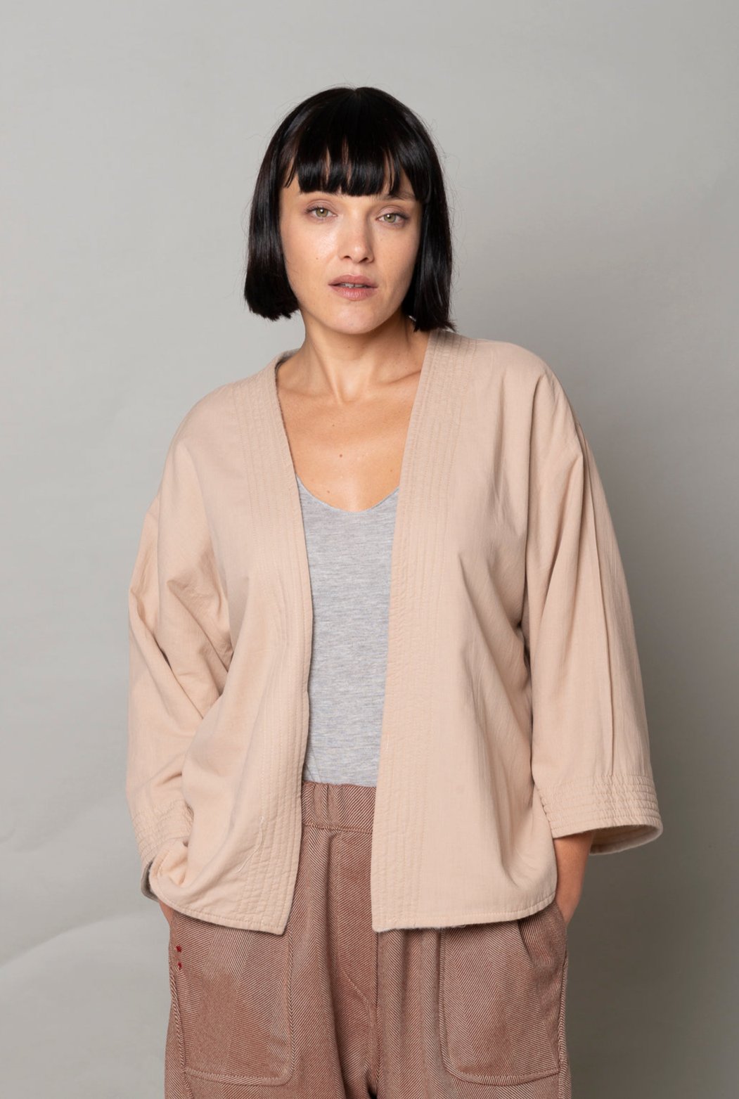 KIMONO IN LANA CACHEMIRE E COTONE DOUBLE FACE MOD. RE:PEAT