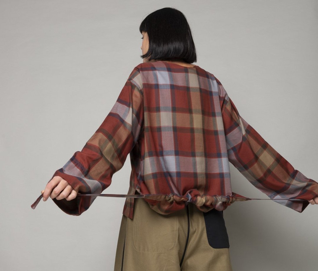 Blusa a quadri coulisse Mod. Re:spiro