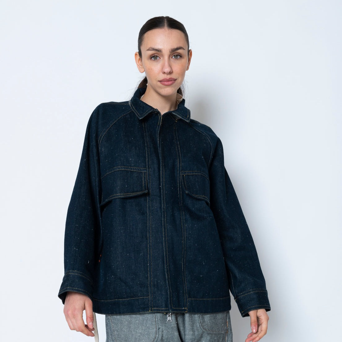 GIACCA DENIM CON ZIP DOUBLE FACE MOD. RE:DO