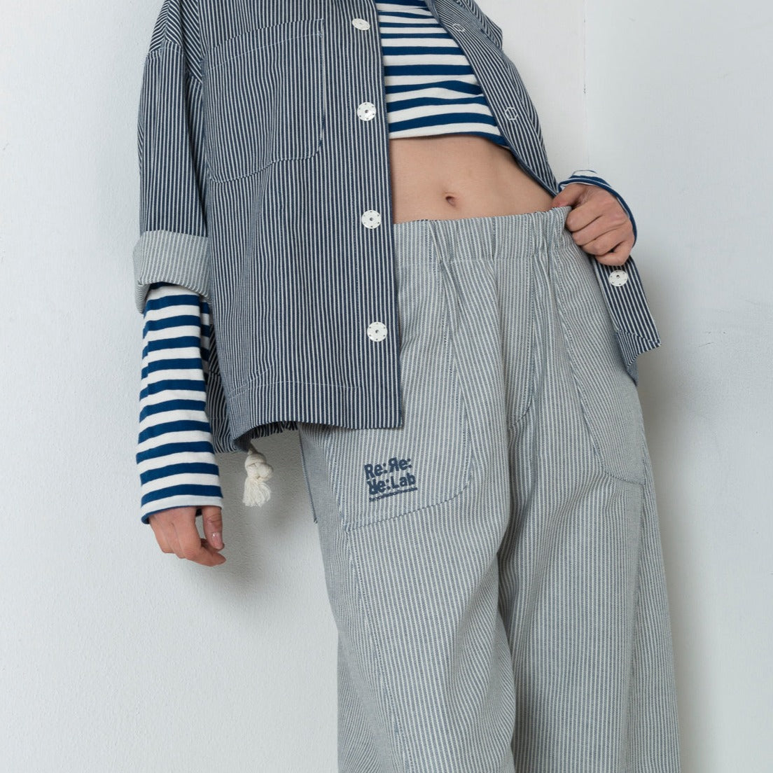 Pantalone Ballon Denim Rigato Double face mod. Re:versibile