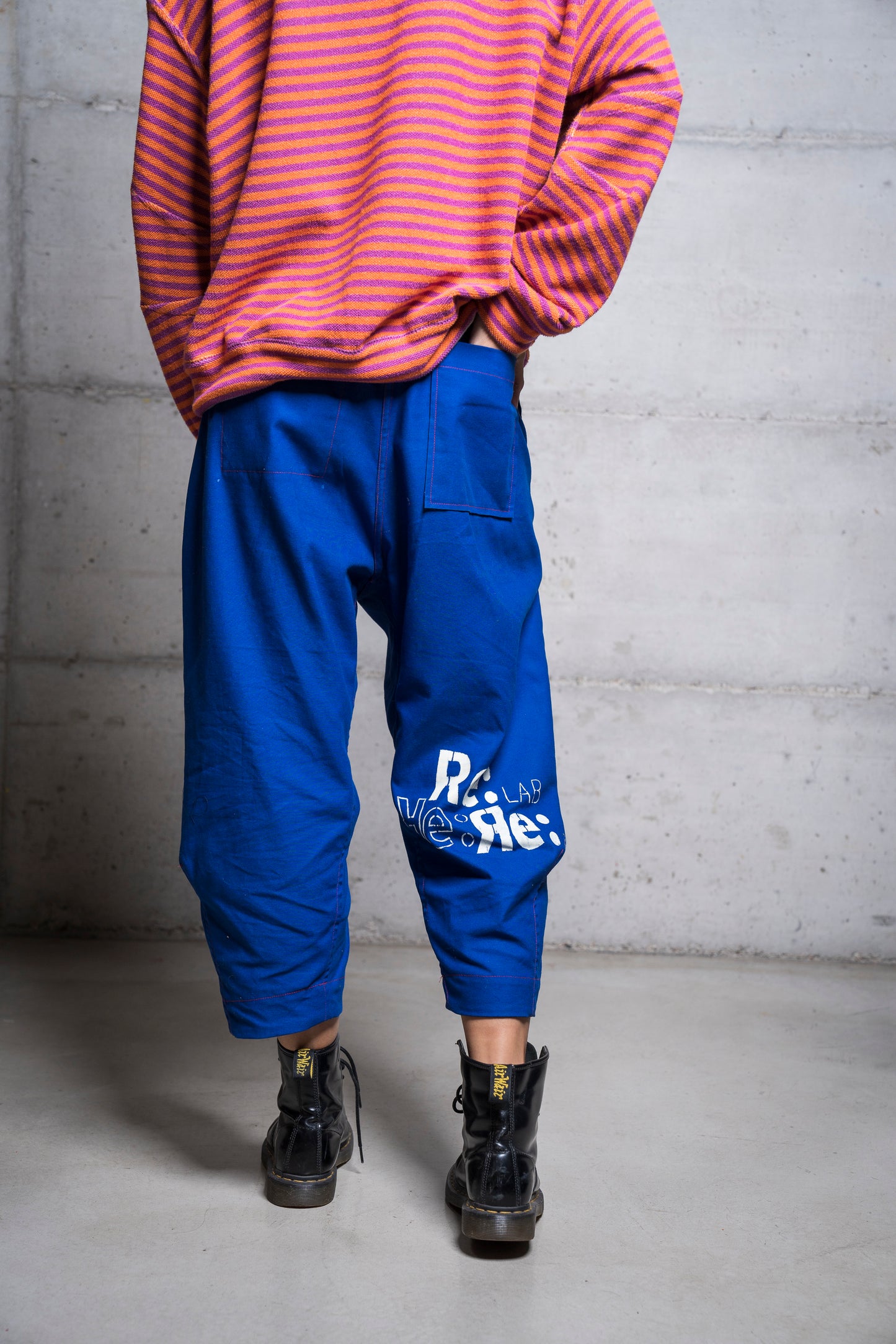 Pantalone balloon bluette tessuto lavoro Mod. Re-versibile