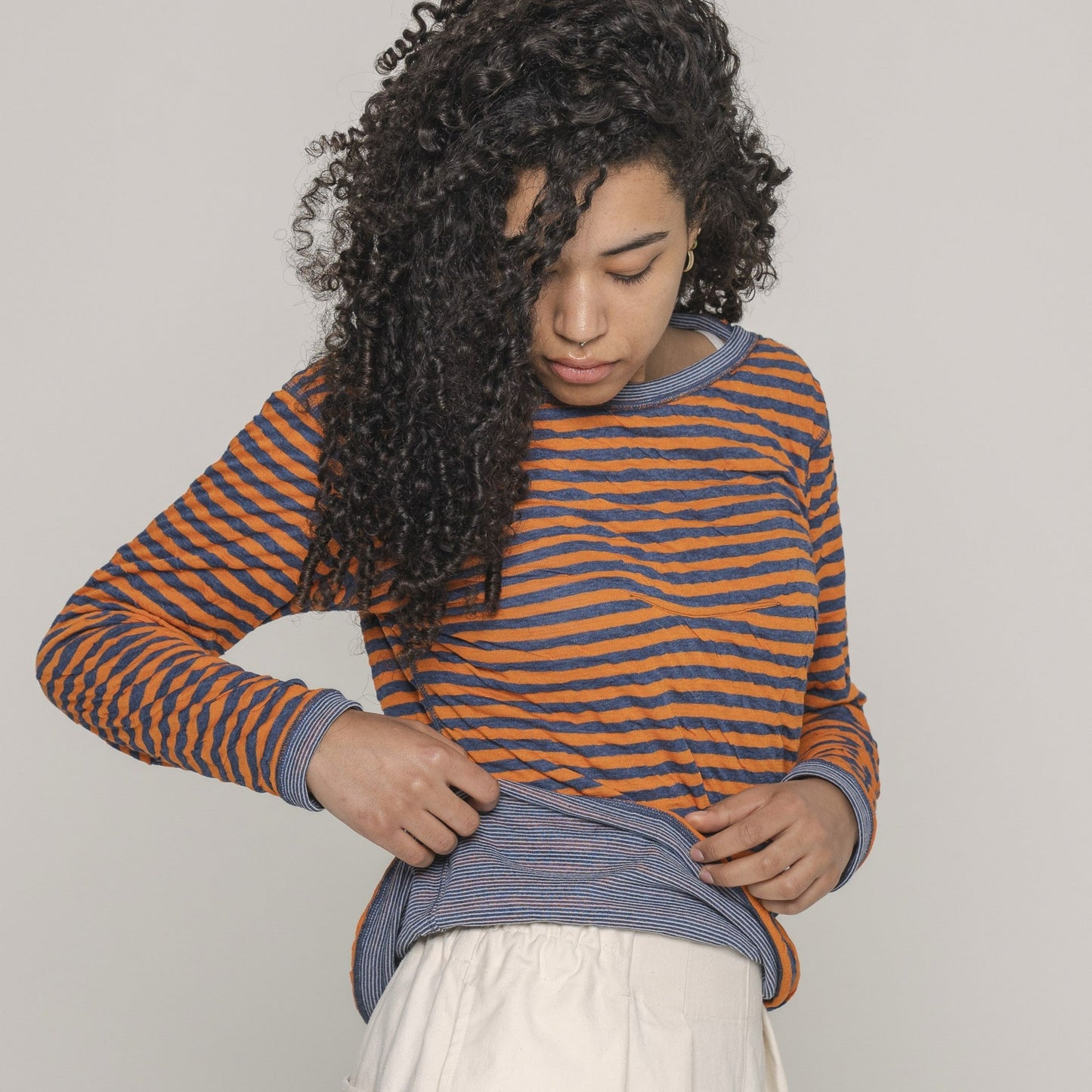 T-shirt manica lunga a righe Reversibile Mod. Re-gale