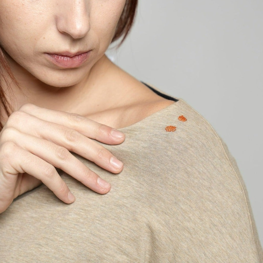 T- shirt manica lunga Double Face Blu/Beige Mod. Re-te