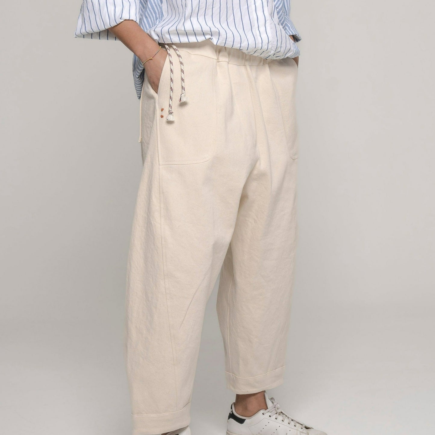 Pantalone Balloon Mod. Re-versibile denim avorio