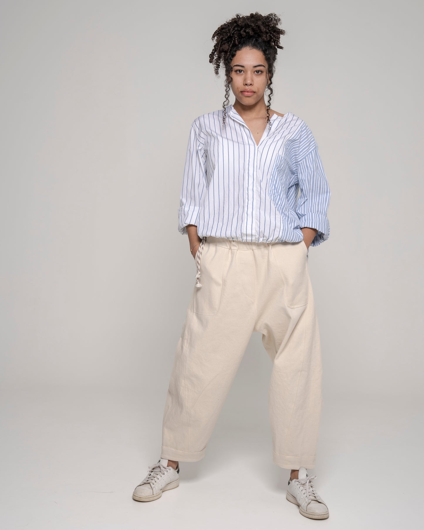 Pantalone Balloon Mod. Re-versibile denim avorio