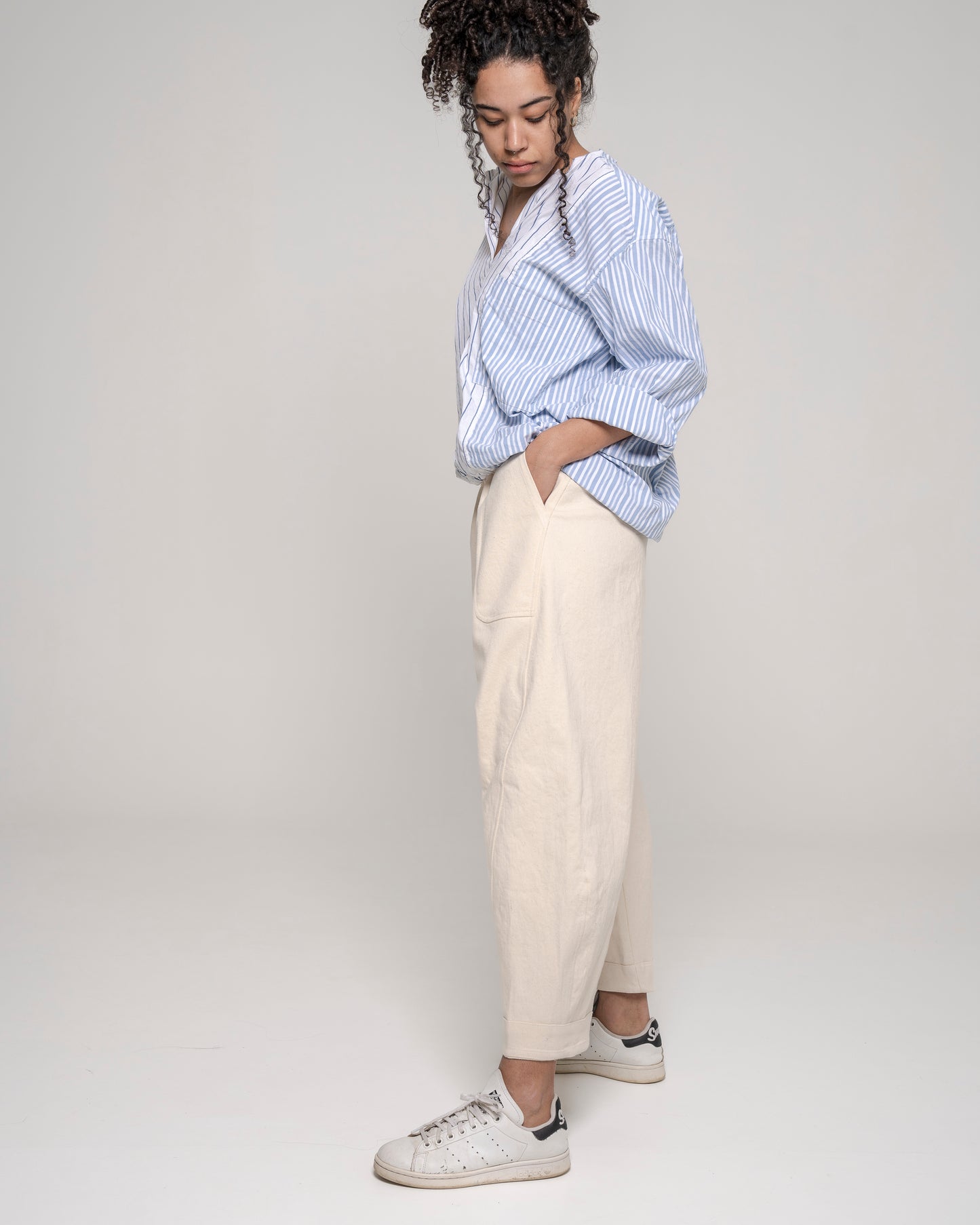 Pantalone Balloon Mod. Re-versibile denim avorio