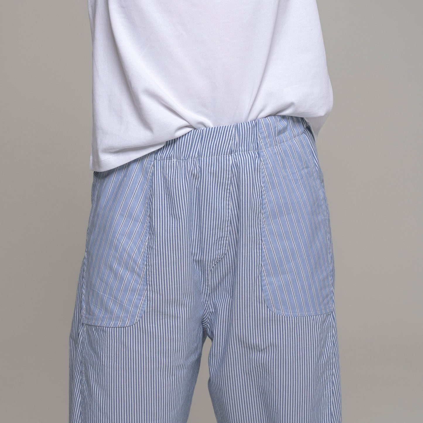 Pantalone Balloon Mod. Re-versibile tessuto camicieria a righe