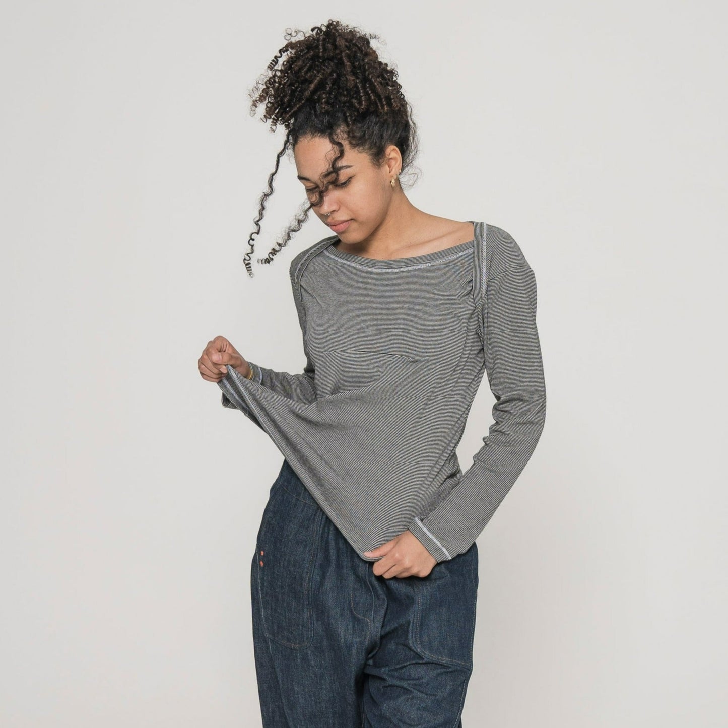 T-shirt manica lunga a righe mod. Re:do