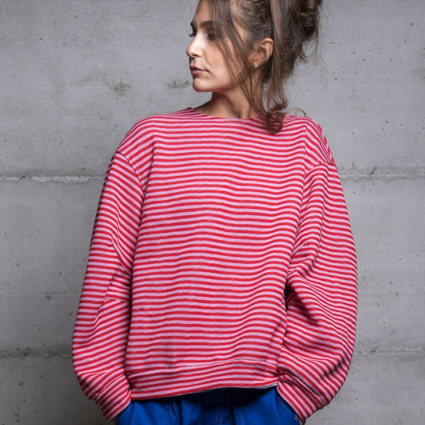 Felpa Over double-face rigata Mod. Re-cycle