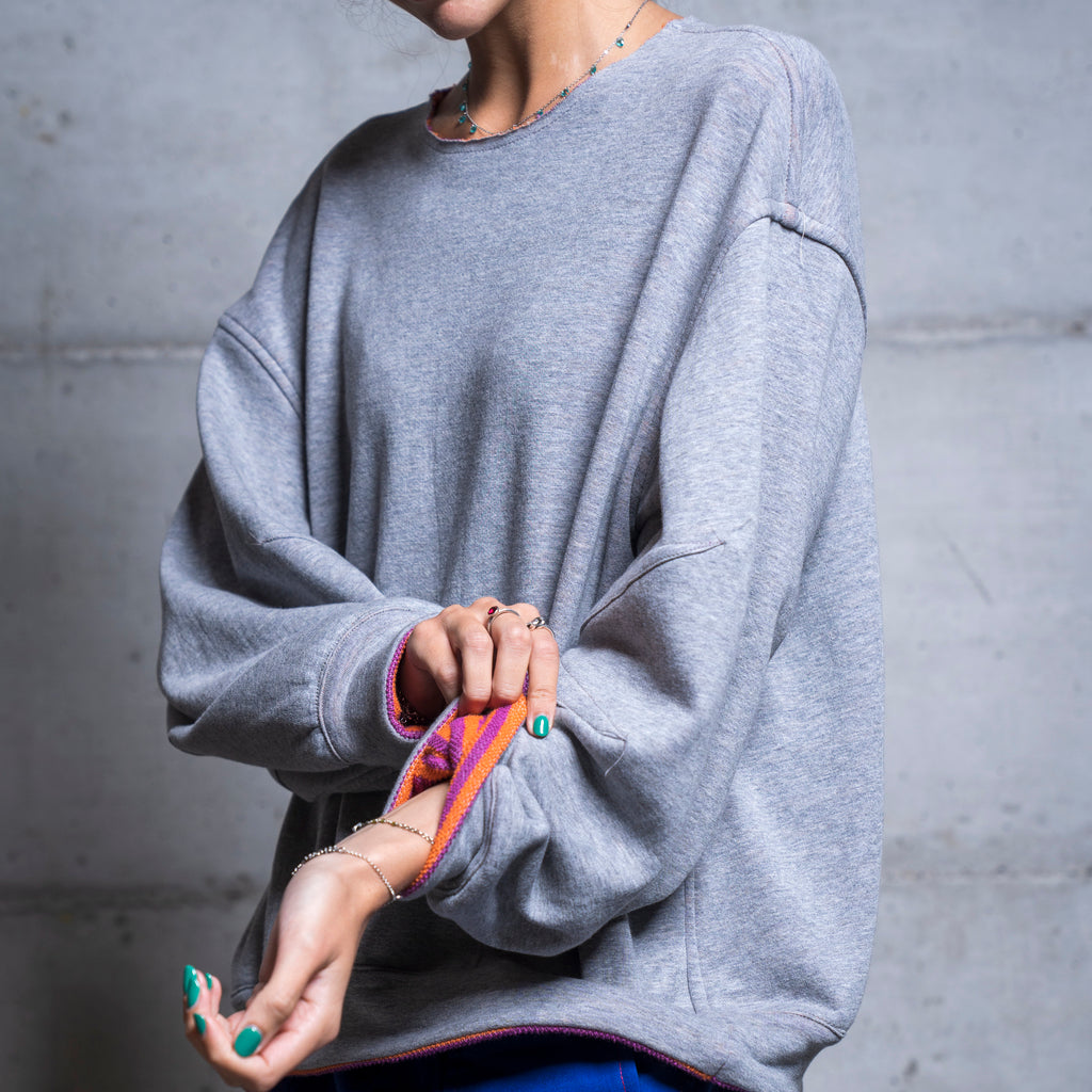 Felpa in cotone rigata double-face