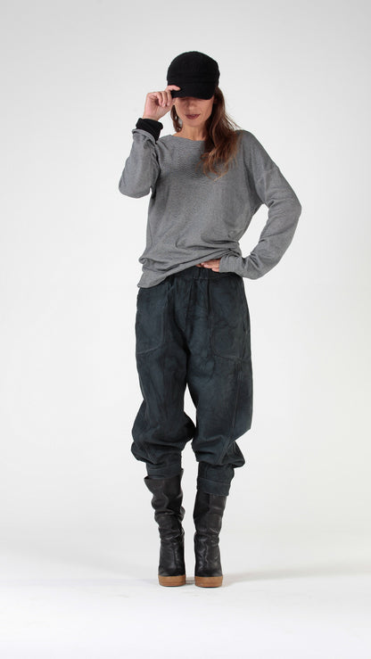 RE:VERSIBILE — Pantalone Balloon in denim reversibile nero