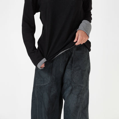 RE:VERSIBILE — Pantalone Balloon in denim reversibile nero