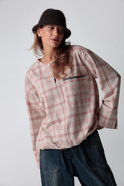RE:BECCA — Blusa in cotone check tinto in filo