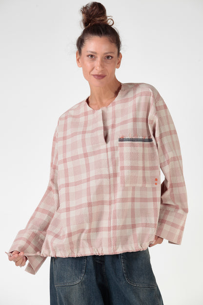 RE:BECCA — Blusa in cotone check tinto in filo