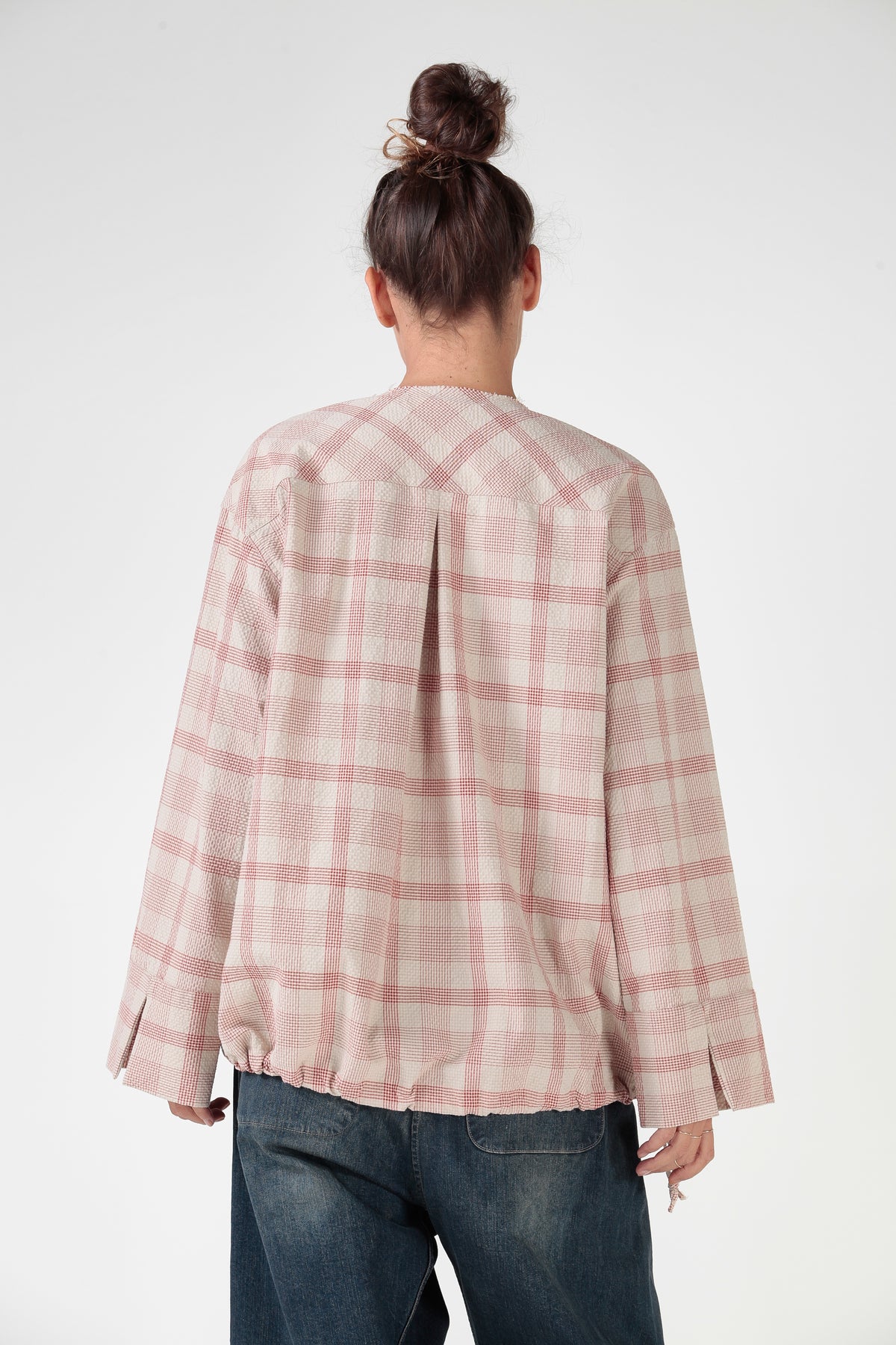 RE:BECCA — Blusa in cotone check tinto in filo