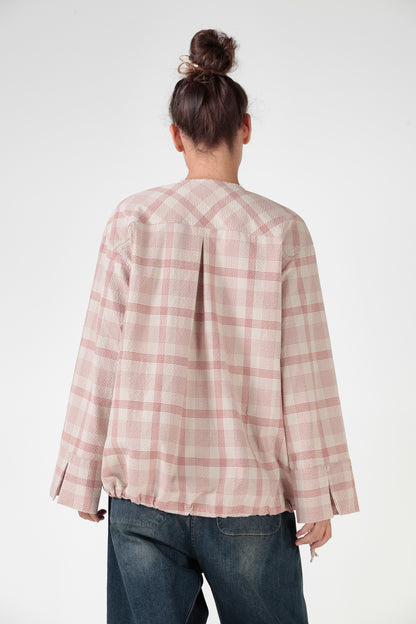 RE:BECCA — Blusa in cotone check tinto in filo