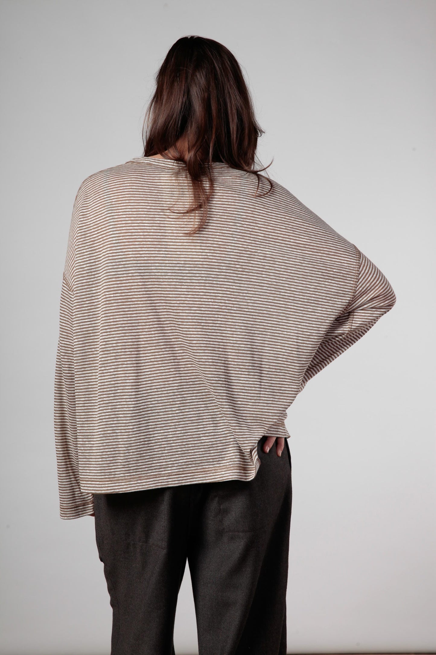 Re:alista T-shirt micro riga Double-face lino