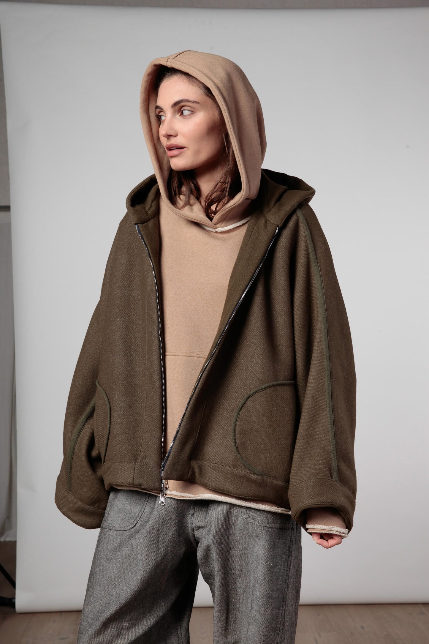 Re:gista giacca Kimono in lana double