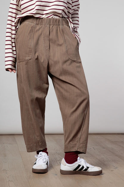 Re-reversibile - pantalone Balloon in cotone gessato