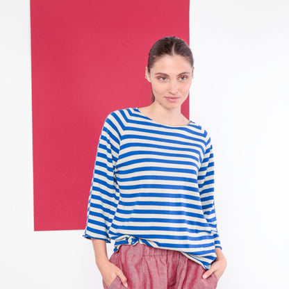 MAGLIA A RIGHE SMACCHINATA MANICA 3/4