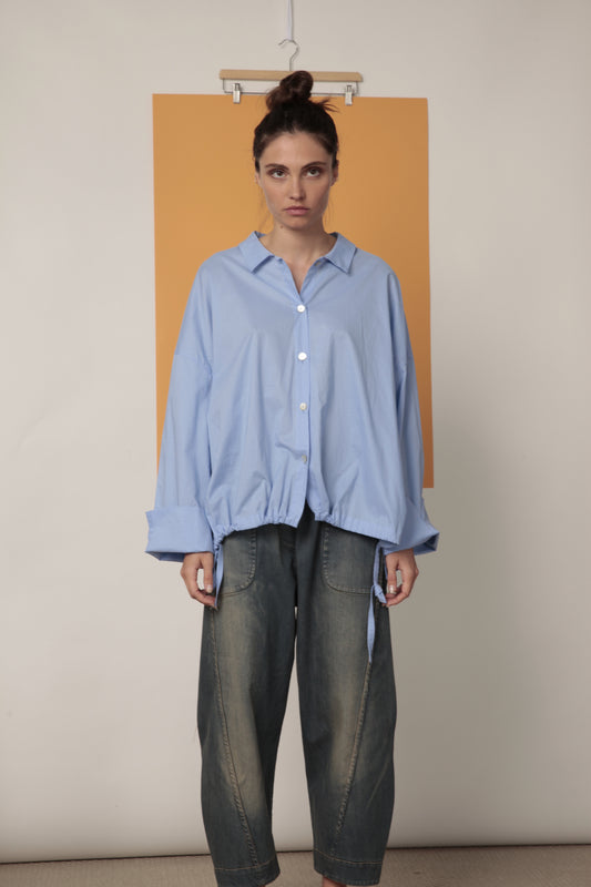 Camicia mod. Re:becca Over  bianca con bottoni e coulisse