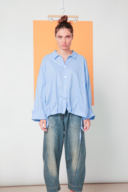 Re-reversibile - pantalone Balloon in denim trattato