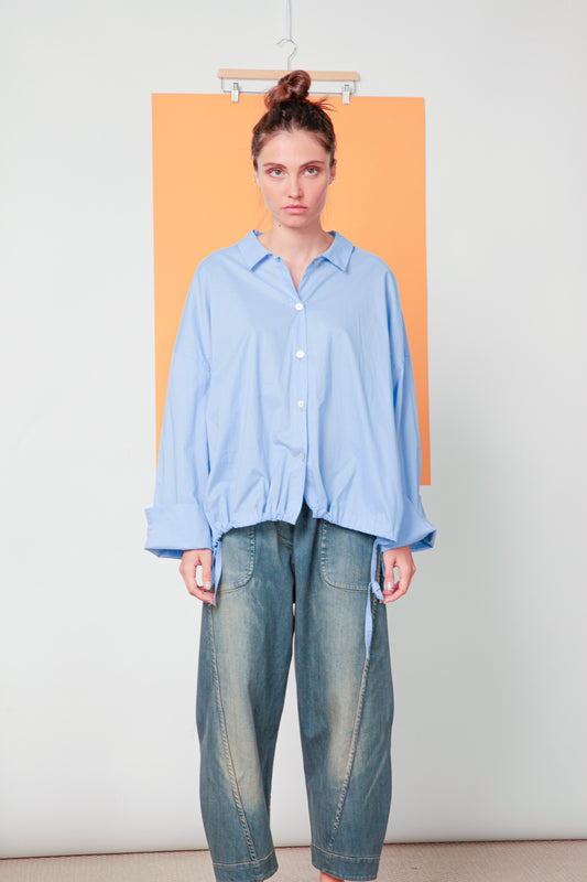 Re-reversibile - pantalone Balloon in denim trattato