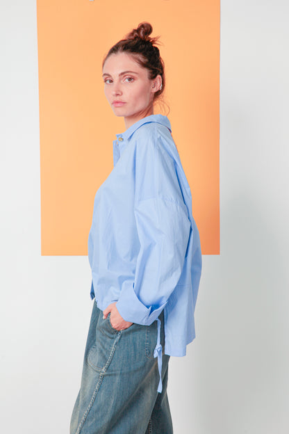 Camicia mod. Re:becca Over  bianca con bottoni e coulisse