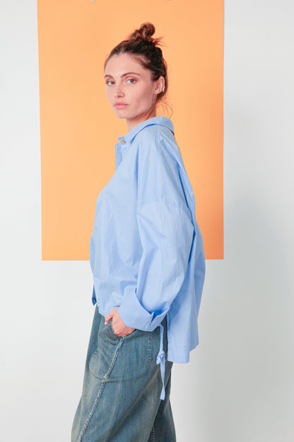 Camicia mod. Re:becca Over  bianca con bottoni e coulisse