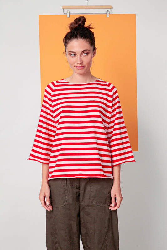MAGLIA A RIGHE SMACCHINATA MANICA 3/4