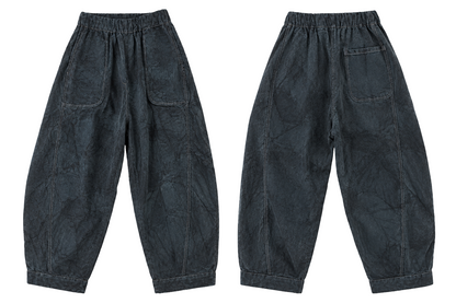RE:VERSIBILE — Pantalone Balloon in denim reversibile nero