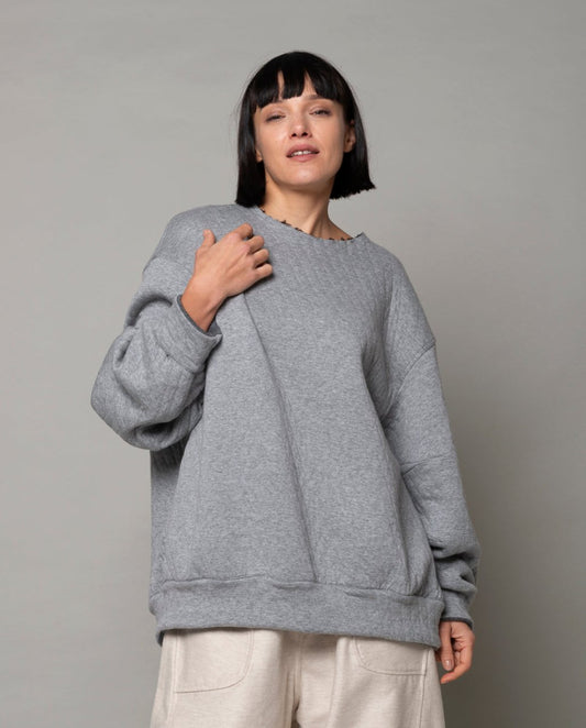 Re:cycle Felpa double-face matelassè cotone e cachemire